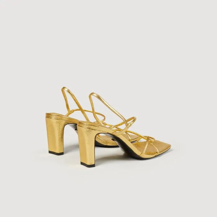Sandals Women SANDRO Embossed Leather Sandals Gold
