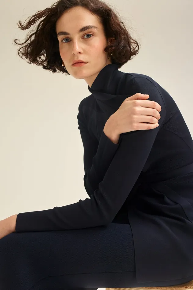 Scanlan Theodore CREPE KNIT DRAPE FRONT JACKET NAVY Women Jackets Scanlan Theodore CREPE KNIT DRAPE FRONT JACKET NAVY Women Jackets