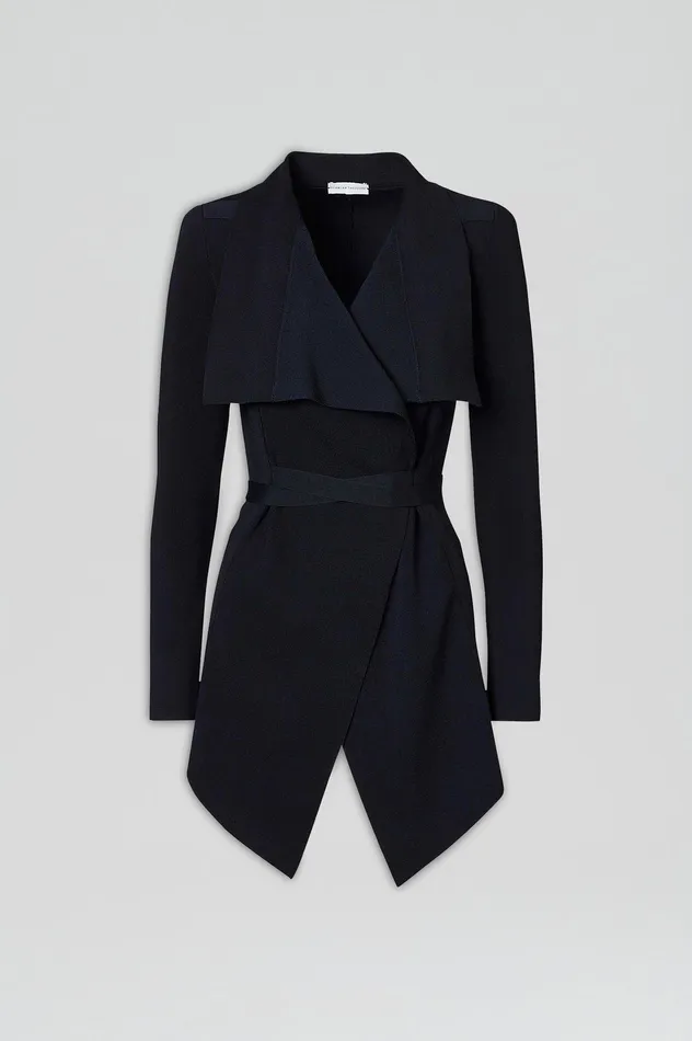 Scanlan Theodore CREPE KNIT DRAPE FRONT JACKET NAVY Women Jackets Scanlan Theodore CREPE KNIT DRAPE FRONT JACKET NAVY Women Jackets