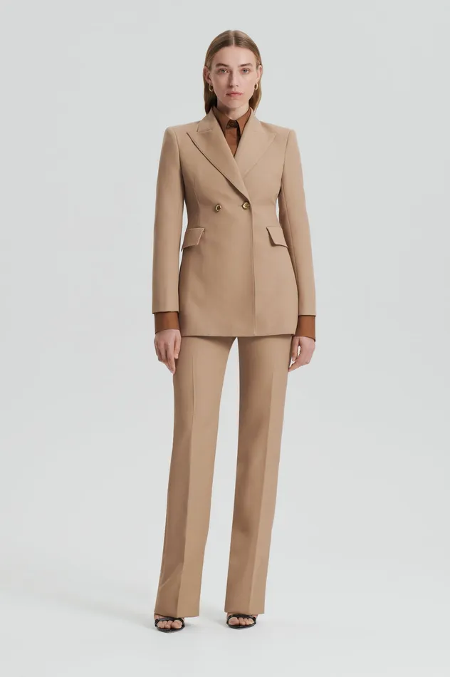 Scanlan Theodore Jackets Women WOOL BARATHEA TWO BUTTON JACKET CAMEL