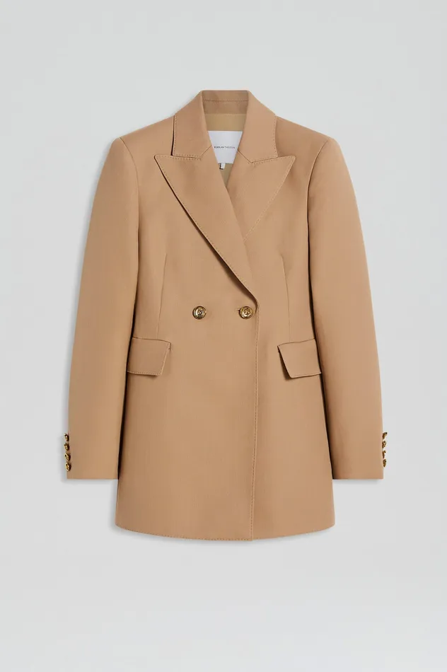 Scanlan Theodore Jackets Women WOOL BARATHEA TWO BUTTON JACKET CAMEL Scanlan Theodore Jackets Women WOOL BARATHEA TWO BUTTON JACKET CAMEL