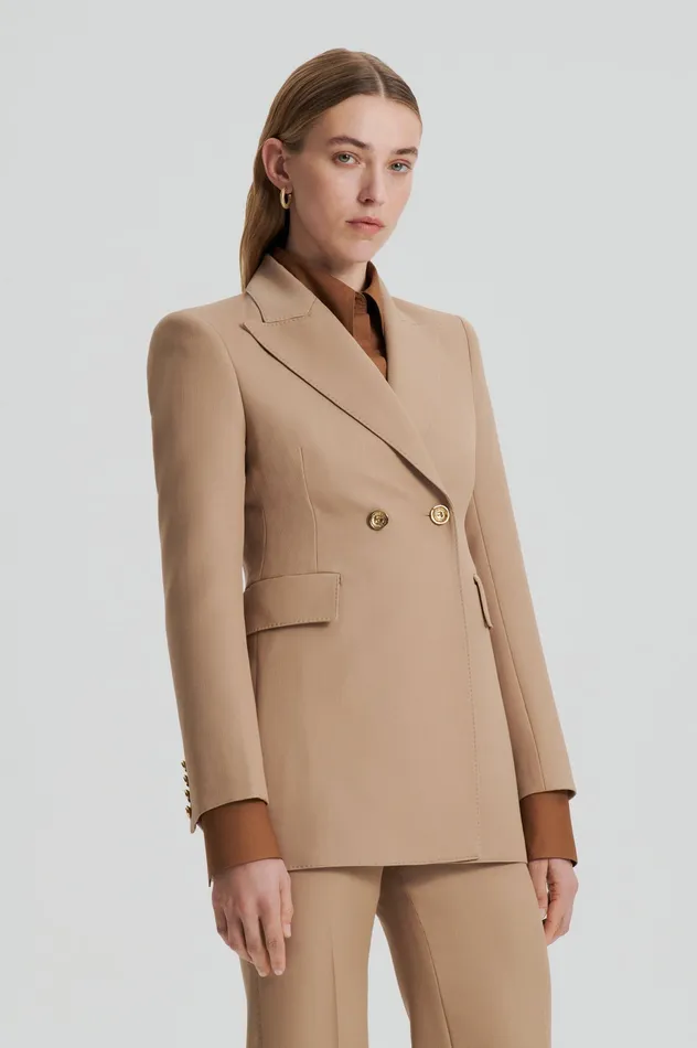 Scanlan Theodore Jackets Women WOOL BARATHEA TWO BUTTON JACKET CAMEL Scanlan Theodore Jackets Women WOOL BARATHEA TWO BUTTON JACKET CAMEL