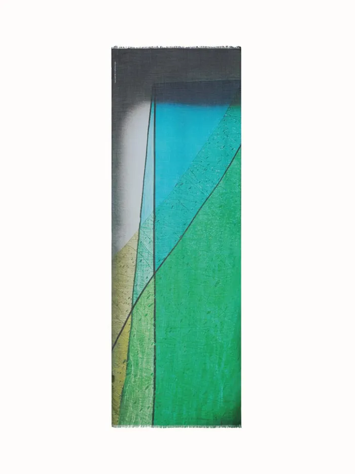 Scarf In Cashmere And Silk With Mimosa Liquid Light Print Aloemulticolor Women Akris Collector Scarves