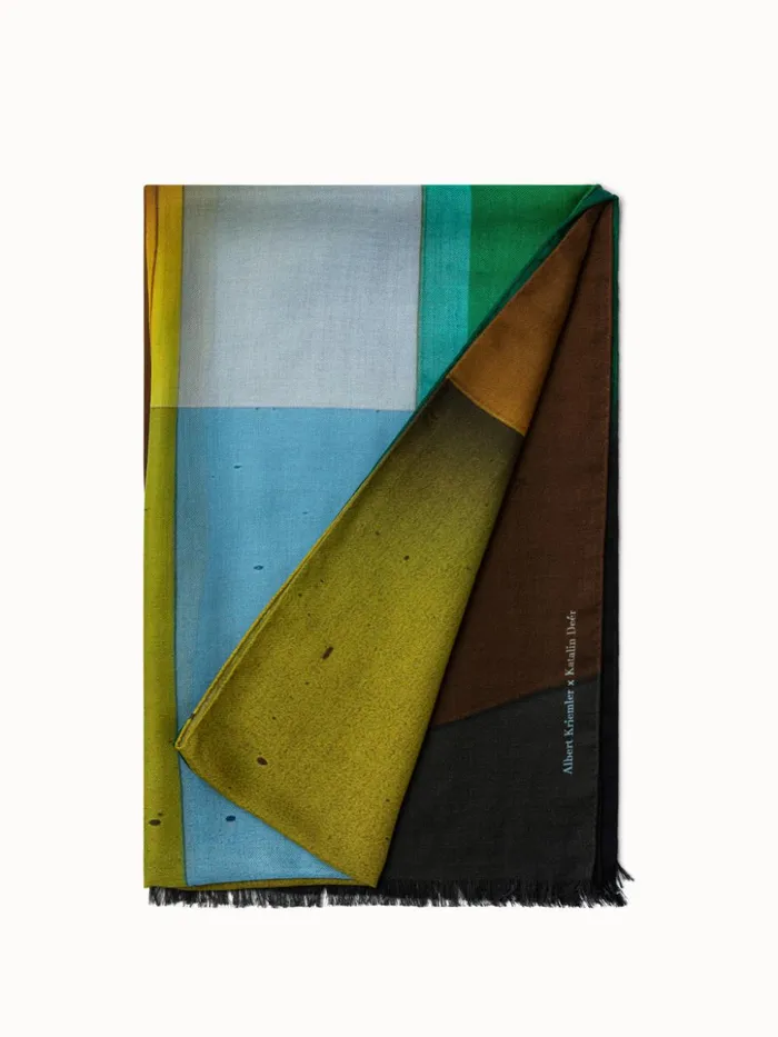 Scarf In Cashmere And Silk With Mimosa Liquid Light Print Mimosamulticolor Women Akris Cashmere