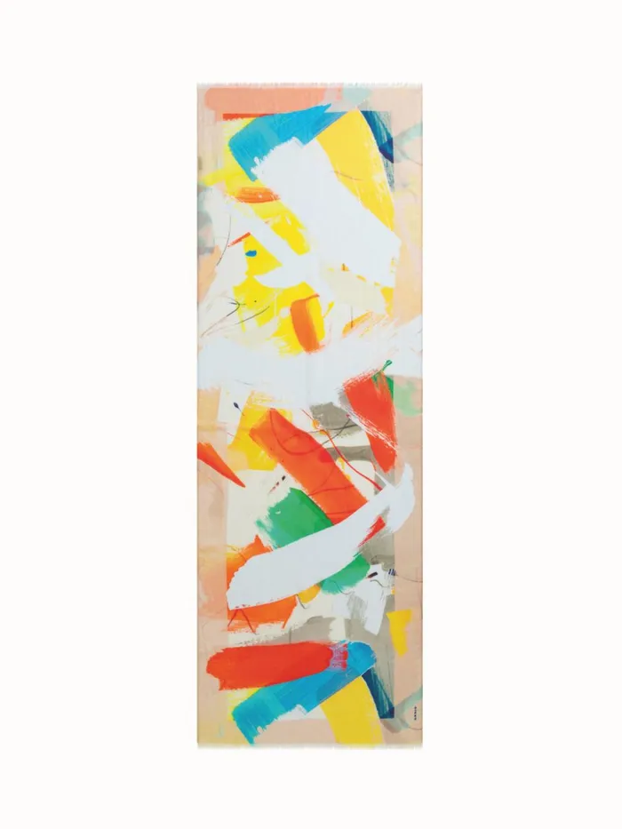 Scarf In Cashmere And Silk With Stroke On Paper Print Multicolor Women Akris Cashmere