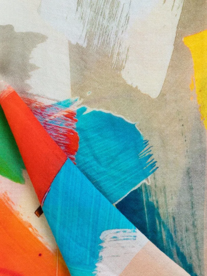 Scarf In Cashmere And Silk With Stroke On Paper Print Multicolor Women Akris Cashmere