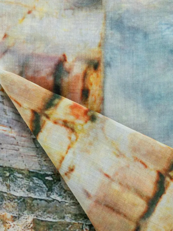 Scarf In Cotton And Silk With Via Krupp Print Multicolor Women Akris Collector Scarves
