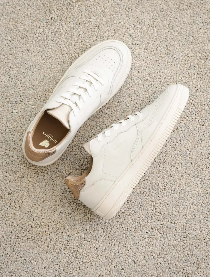 Scott Off White and Sepia Gold Women Bobbies Sneakers