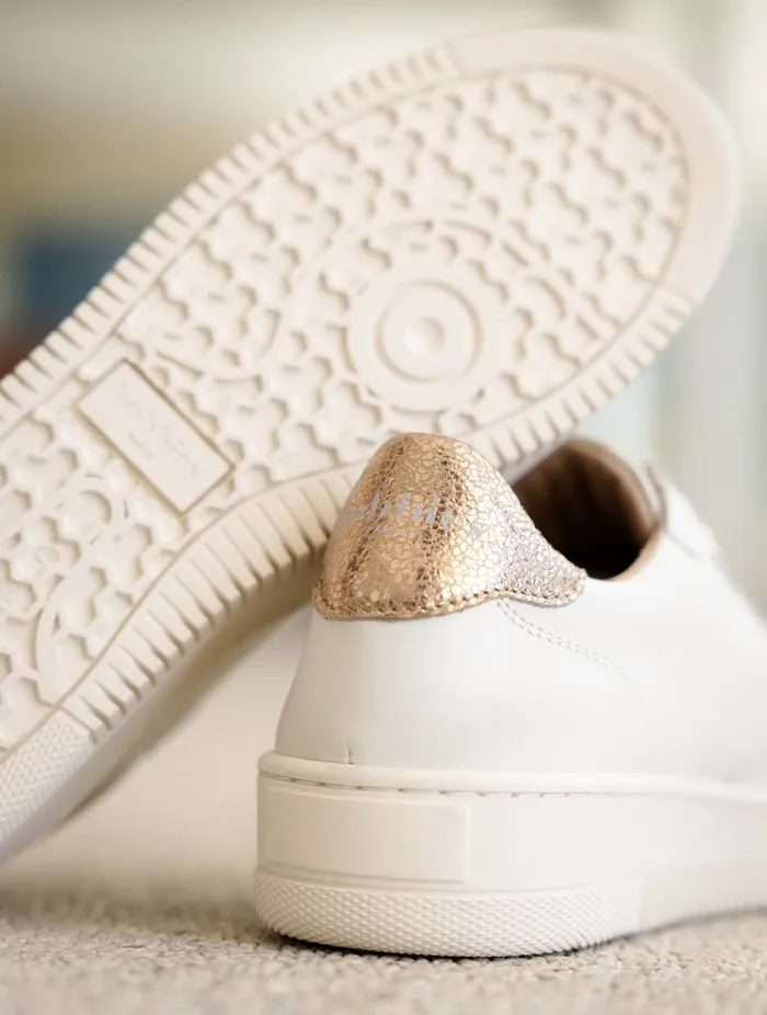 Scott Off White and Sepia Gold Women Bobbies Sneakers