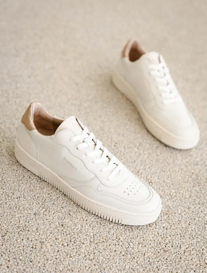 Scott Off White and Sepia Gold Women Bobbies Sneakers