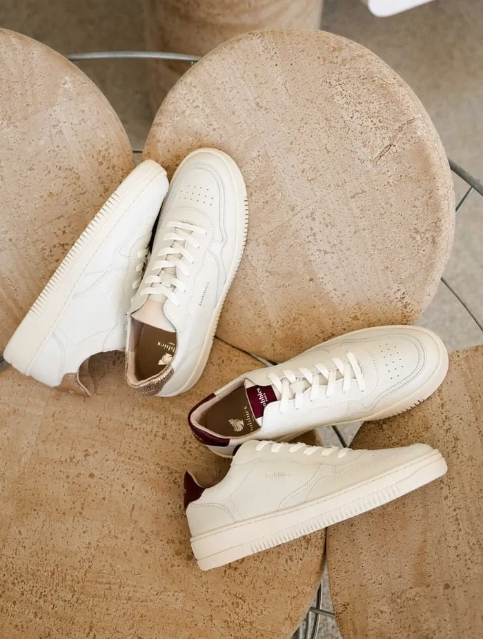 Scott Off White and Sepia Gold Women Bobbies Sneakers