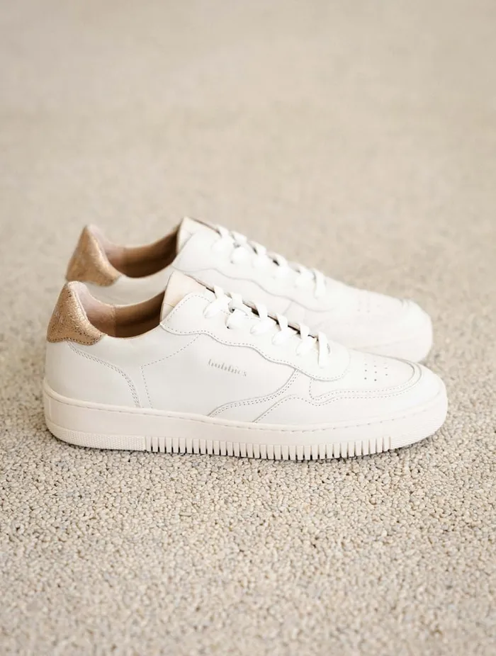 Scott Off White and Sepia Gold Women Bobbies Sneakers