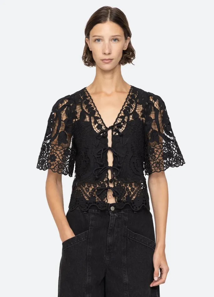 Sea New York Tops Women Gianna Tie Top Black
