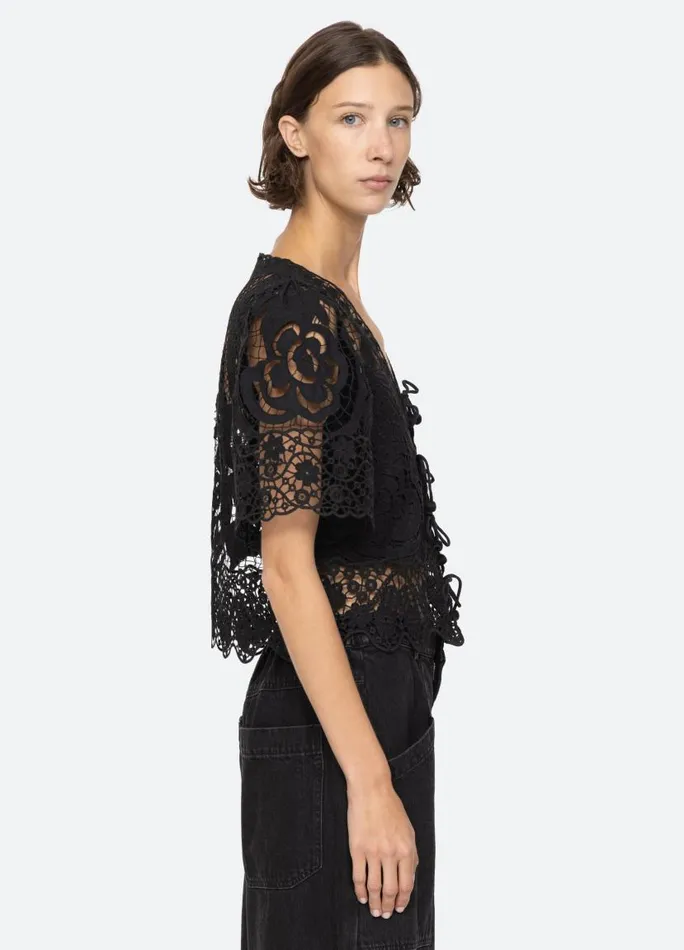 Sea New York Tops Women Gianna Tie Top Black