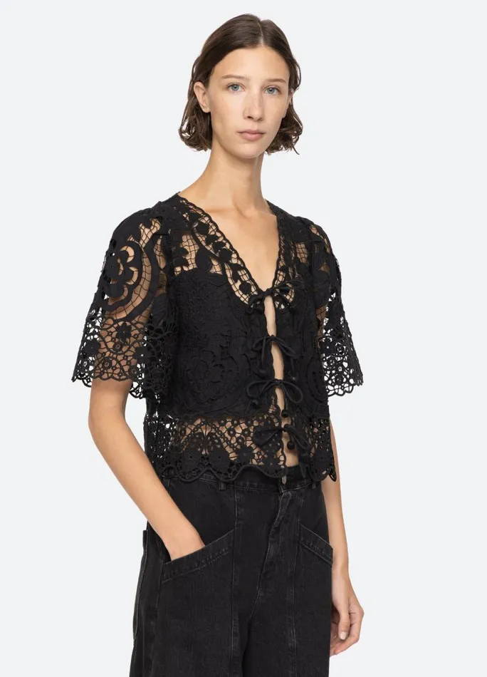 Sea New York Tops Women Gianna Tie Top Black
