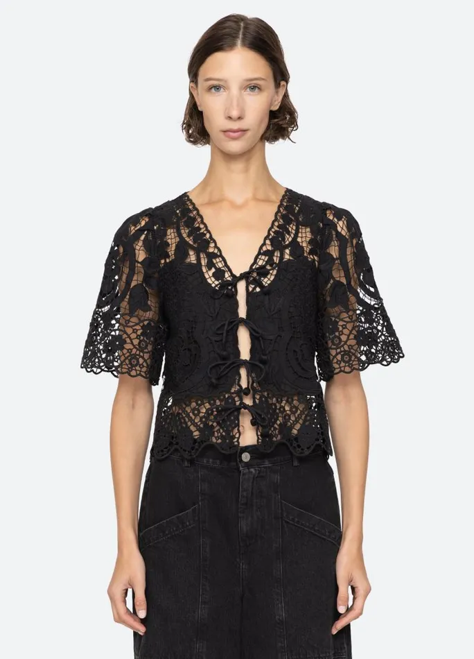 Sea New York Tops Women Gianna Tie Top Black