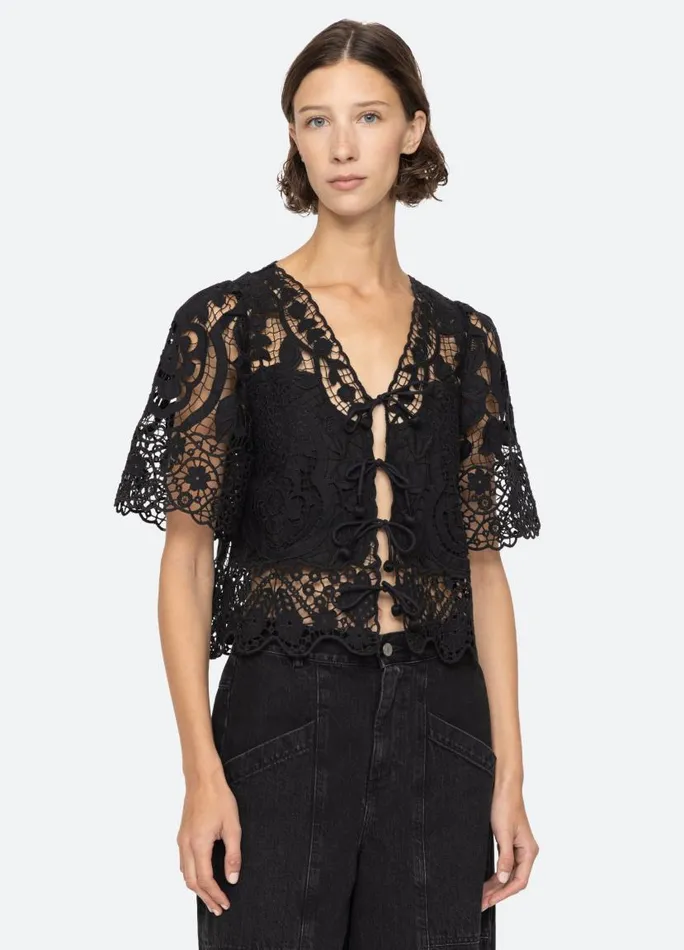 Sea New York Tops Women Gianna Tie Top Black