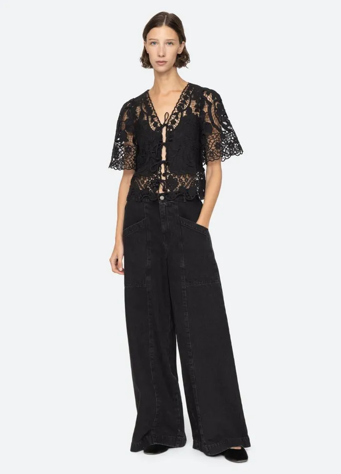 Sea New York Tops Women Gianna Tie Top Black