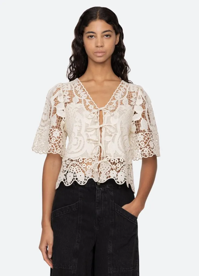 Sea New York Tops Women Gianna Tie Top Black