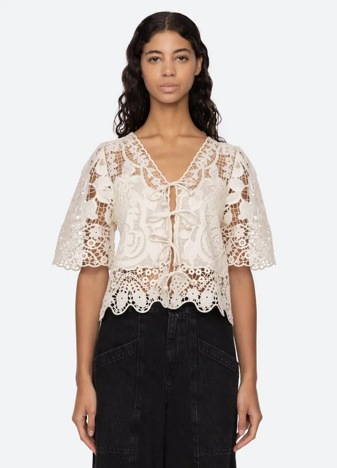 Sea New York Tops Women Gianna Tie Top Black