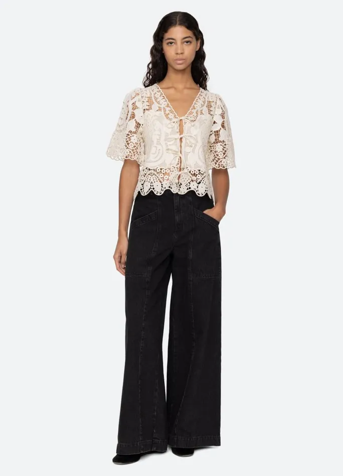 Sea New York Tops Women Gianna Tie Top Black