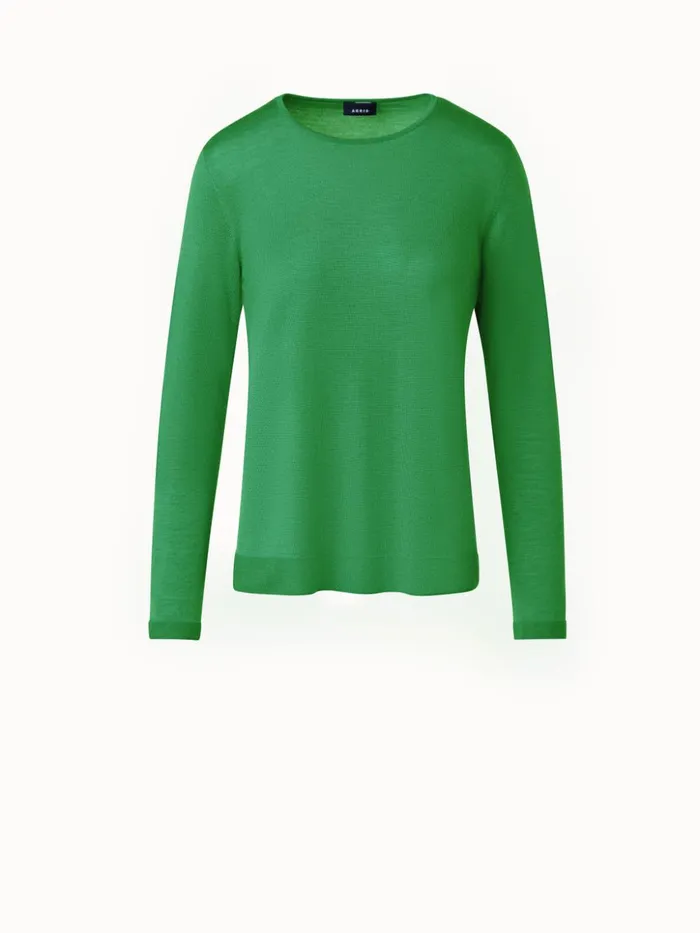 Seamless Cashmere Silk Knit Sweater Leaf Women Akris Knitwear