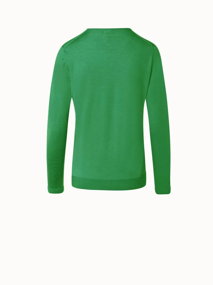 Seamless Cashmere Silk Knit Sweater Leaf Women Akris Knitwear