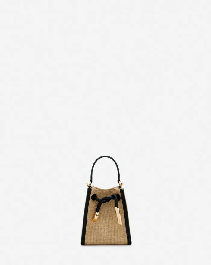 Sequence Hobo Nano Raffia Bag Naturalblack Women Lanvin Crossbody Bags and Shoulder Bags