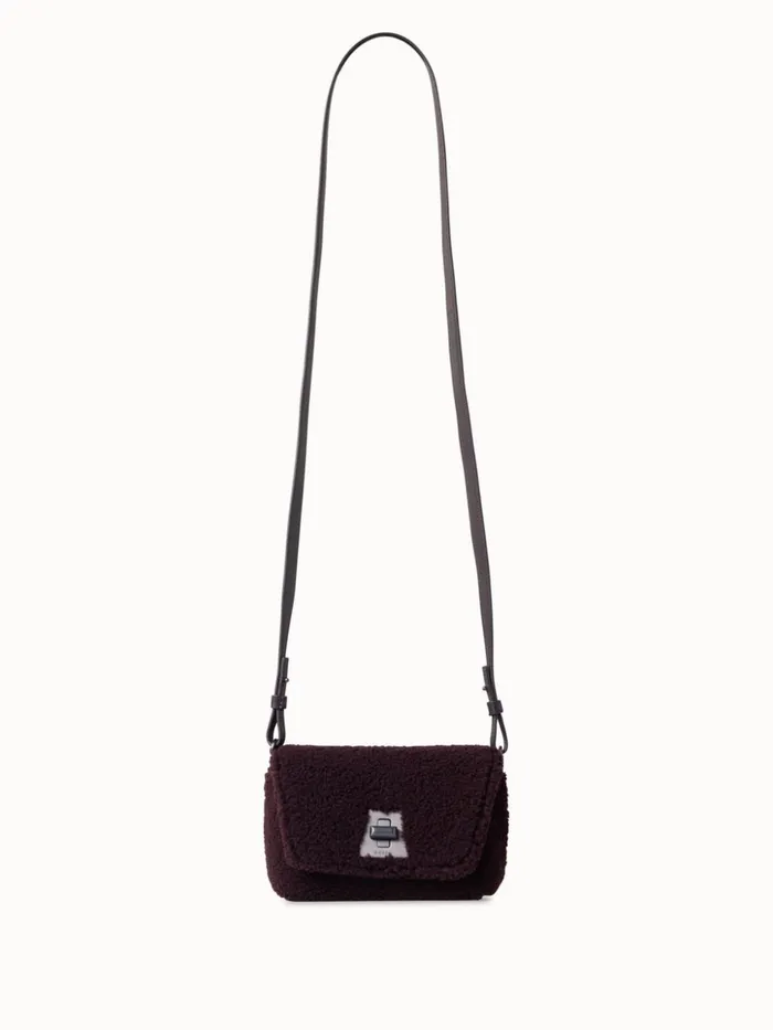 Shearling Crossbody Bag Burgundy Women Akris Mini Bags