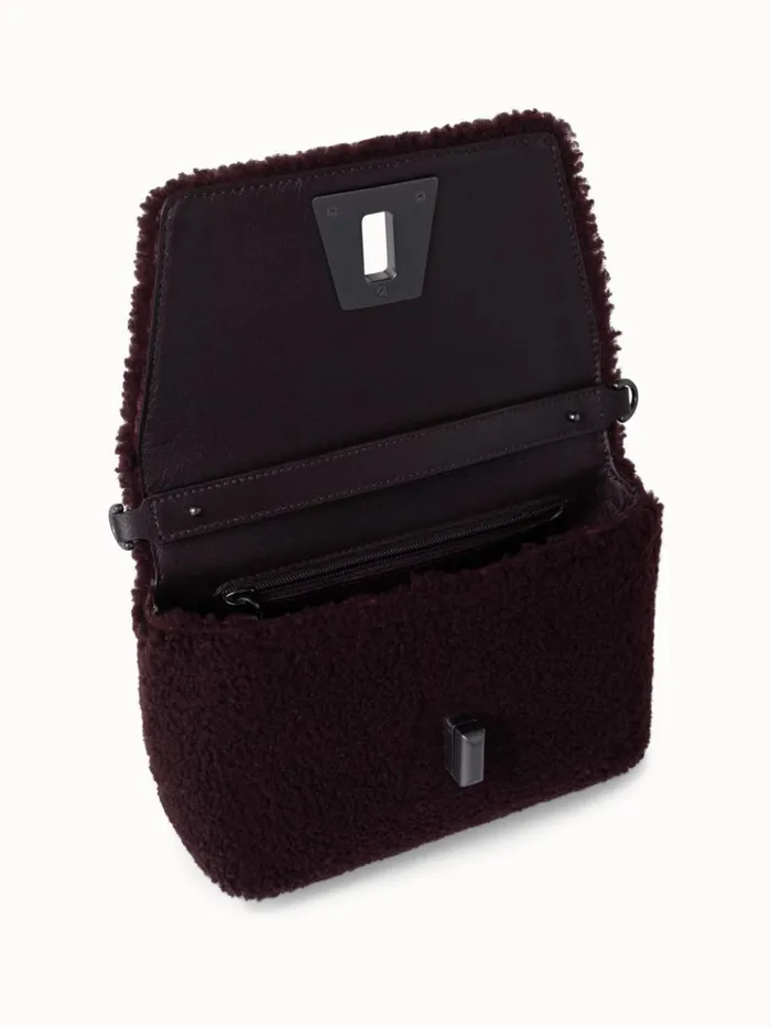 Shearling Crossbody Bag Burgundy Women Akris Mini Bags