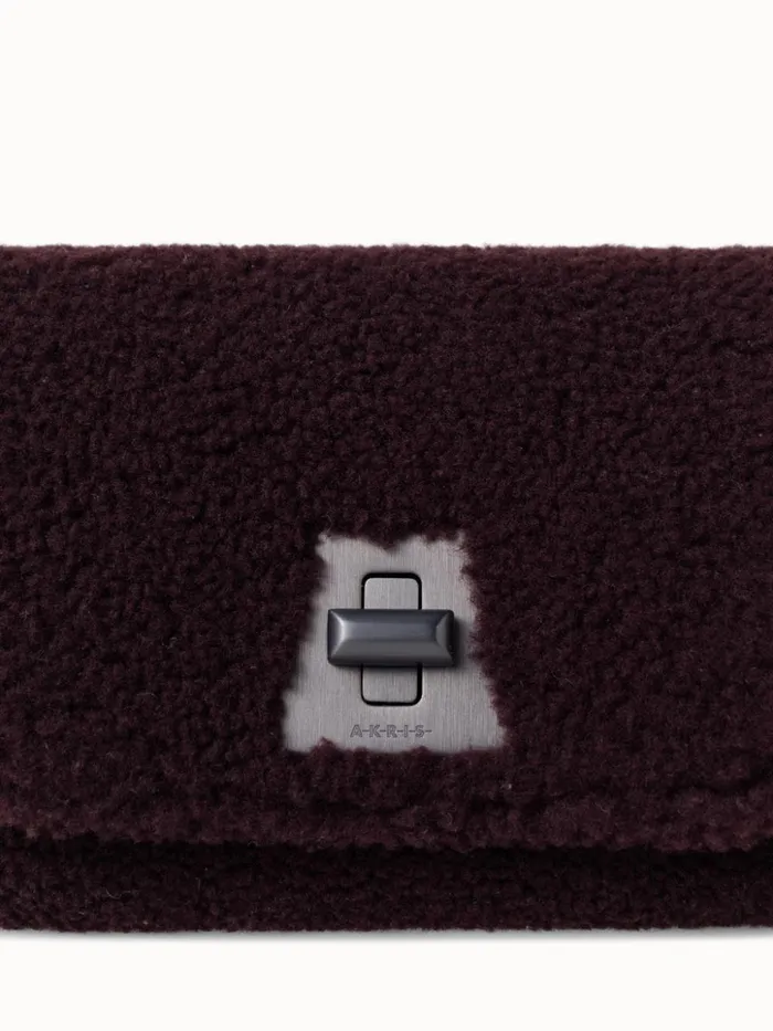 Shearling Crossbody Bag Burgundy Women Akris Mini Bags