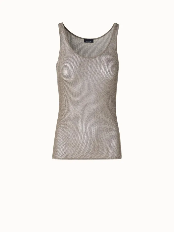 Sheer Silk Mesh Knit Tank Gold Women Akris Knitwear