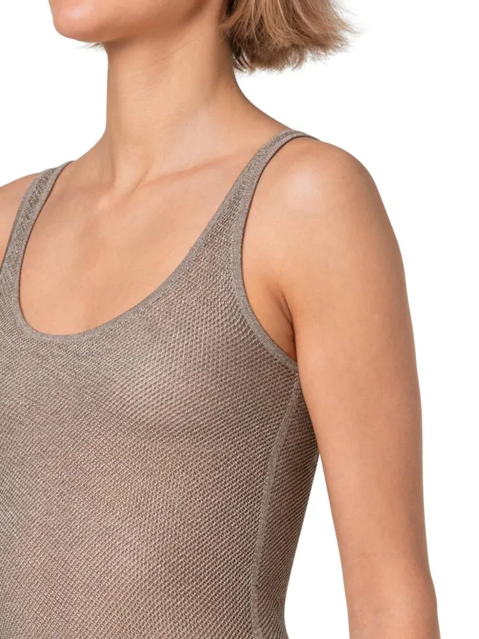 Sheer Silk Mesh Knit Tank Gold Women Akris Knitwear