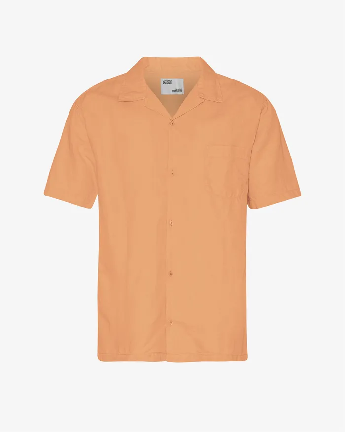 Shirts Colorfulstandard Men Linen Short Sleeved Shirt 8211 Sandstone Orange
