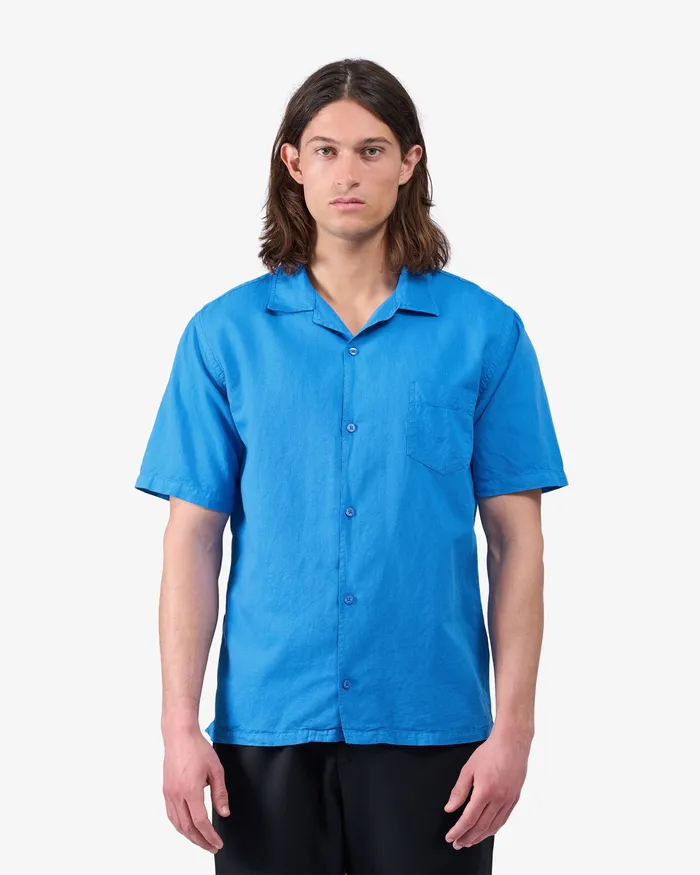 Shirts Colorfulstandard Men Linen Short Sleeved Shirt 8211 Sandstone Orange