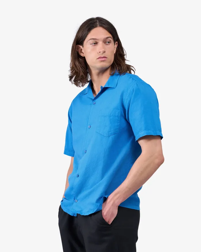 Shirts Colorfulstandard Men Linen Short Sleeved Shirt 8211 Sandstone Orange