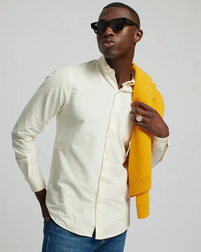 Shirts Colorfulstandard Men Organic Button Down Shirt 8211 Pacific Blue