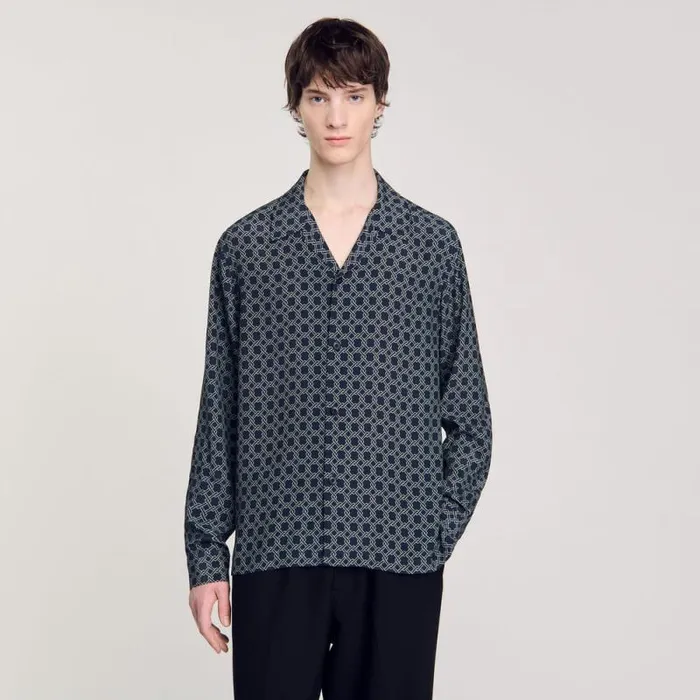 Shirts Men SANDRO Loosefit Shirt Navy Blue