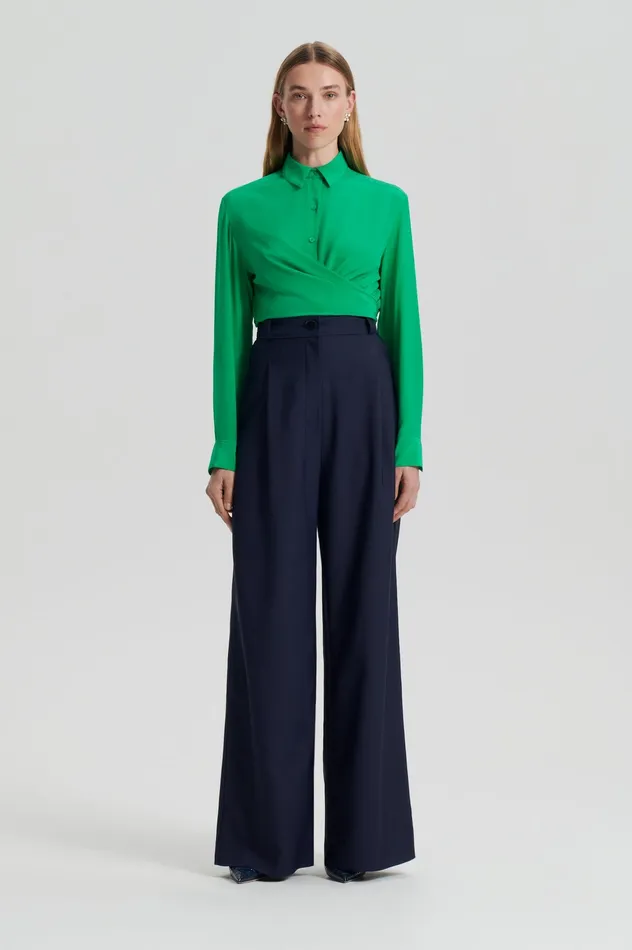 Shirts Scanlan Theodore Women SILK TIE FRONT SHIRT EMERALD