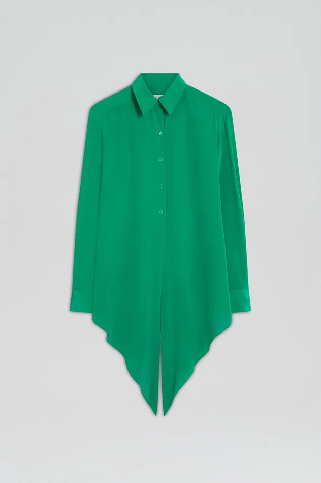 Shirts Scanlan Theodore Women SILK TIE FRONT SHIRT EMERALD Shirts Scanlan Theodore Women SILK TIE FRONT SHIRT EMERALD