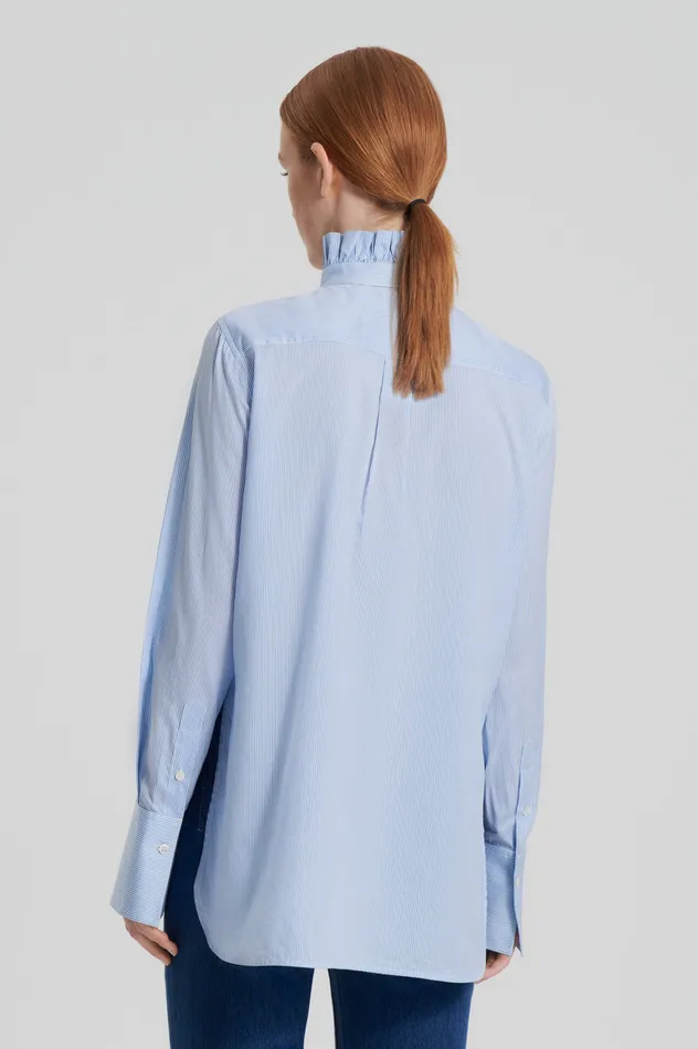 Shirts Scanlan Theodore Women STRIPE RUFFLE SHIRT BLUE Shirts Scanlan Theodore Women STRIPE RUFFLE SHIRT BLUE