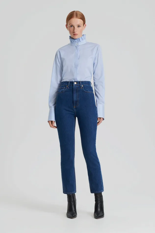 Shirts Scanlan Theodore Women STRIPE RUFFLE SHIRT BLUE Shirts Scanlan Theodore Women STRIPE RUFFLE SHIRT BLUE