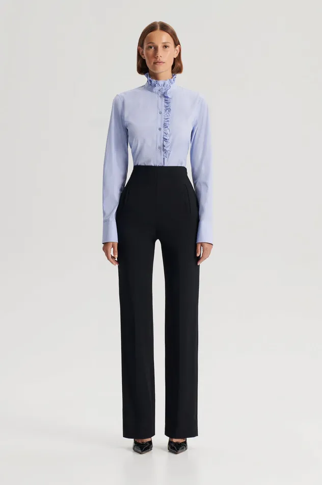 Shirts Scanlan Theodore Women STRIPE RUFFLE TRIM SHIRT PALEBLUE