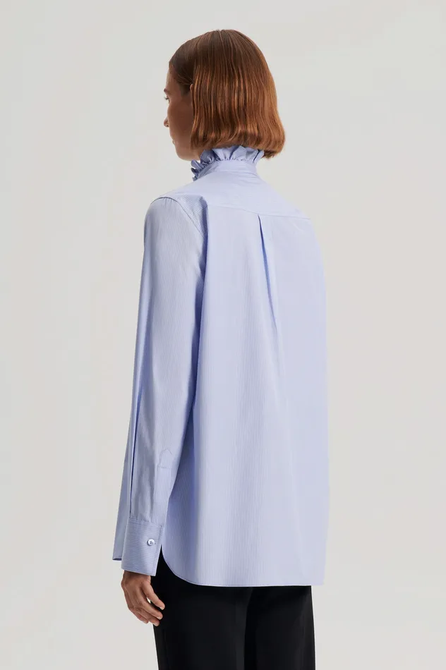 Shirts Scanlan Theodore Women STRIPE RUFFLE TRIM SHIRT PALEBLUE Shirts Scanlan Theodore Women STRIPE RUFFLE TRIM SHIRT PALEBLUE
