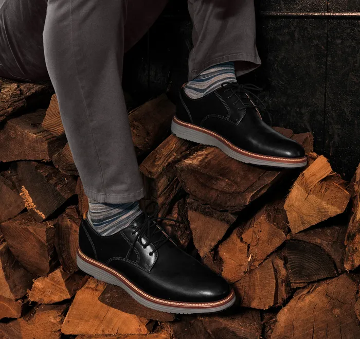 Shoes Men Johnston and Murphy Upton Plain Toe Black Full Grain