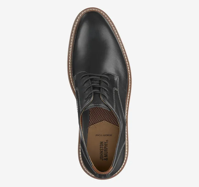 Shoes Men Johnston and Murphy Upton Plain Toe Black Full Grain