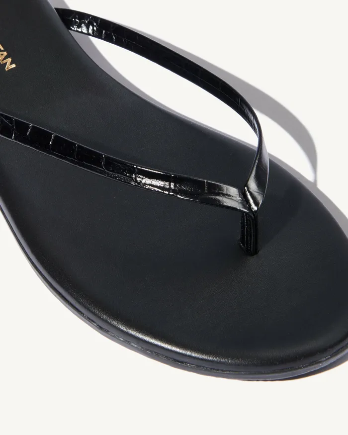 Shoes Women NL X TKEES LEATHER FLIP FLOP Black Nili Lotan