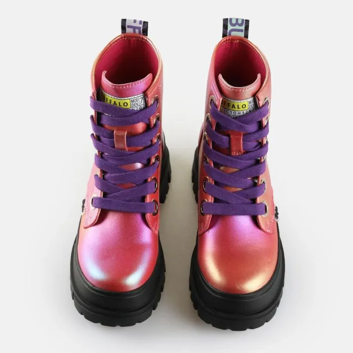 Shop Boots and AnkleBoots BUFFALO Aspha Lace Up Hi Pink