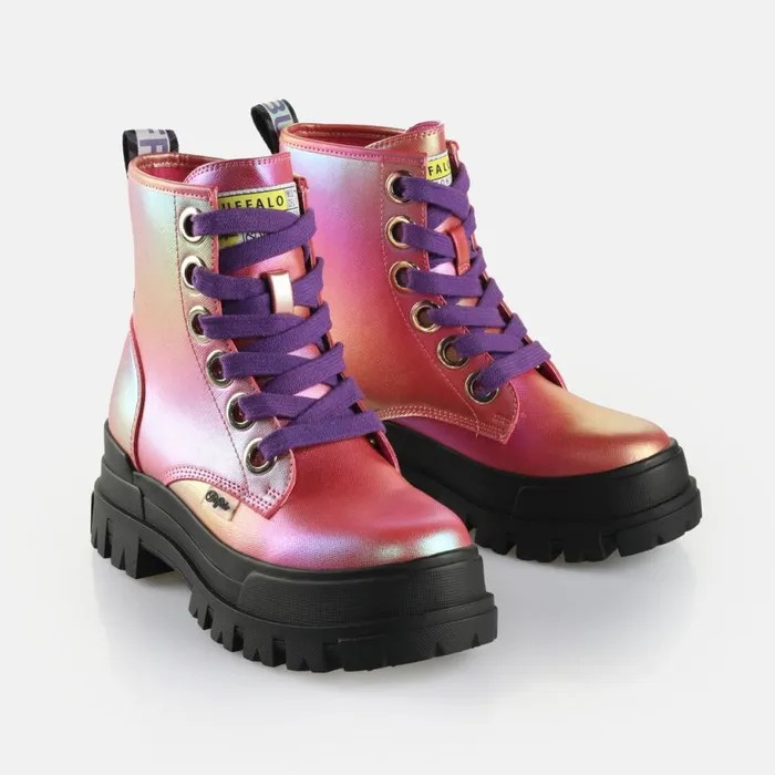 Shop Boots and AnkleBoots BUFFALO Aspha Lace Up Hi Pink