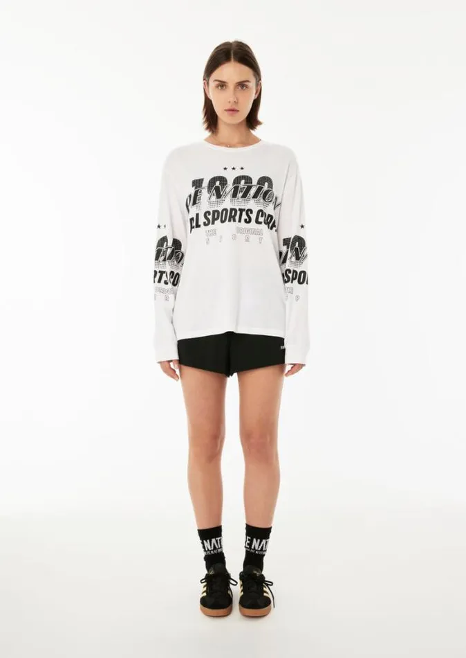 Shop CONTENDER LS TEE IN OPTIC WHITE PE Nation Long Sleeve Tops